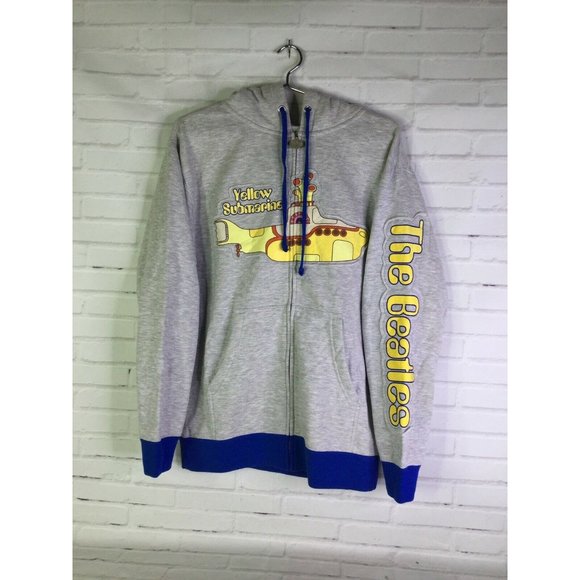 The Beatles Yellow Submarine Gray Official Zip Up Hoodie Sweatshirt Mens Size S